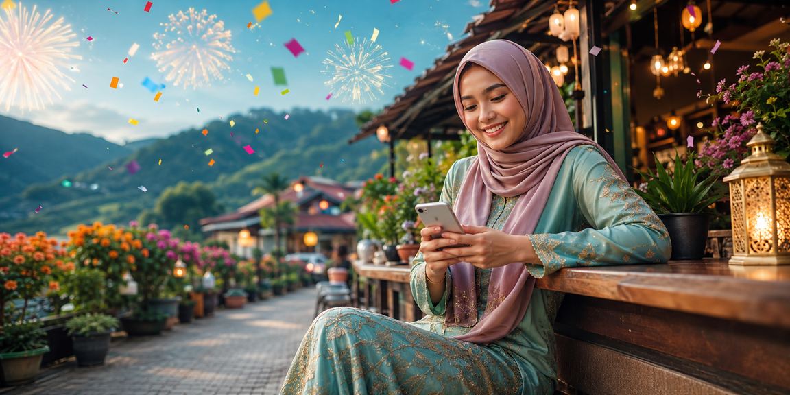Pemain baccarat dalam talian semasa perayaan Hari Raya menggunakan telefon pintar Malaysia